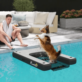 Inflatable Dog Boat Ramp Up to 286 lbs, for Boat, Dock, Lake, Non-Slip, Safe & Easy (Option: Grey)